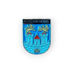 Pin, przypinka z herbem Częstochowy